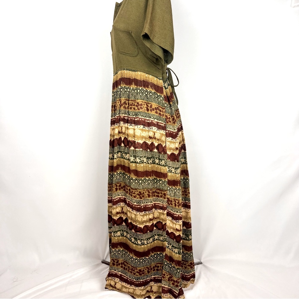 Vintage Jane Ashley Bohemian Green Maxi Dress Size M